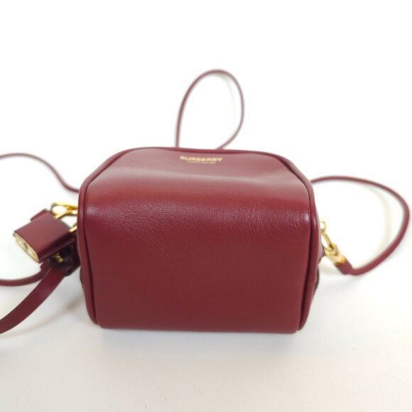 Burberry Cube Micro CB Smooth Mini Bag Red Leather Gold Lock & Key Italy - Picture 6 of 15